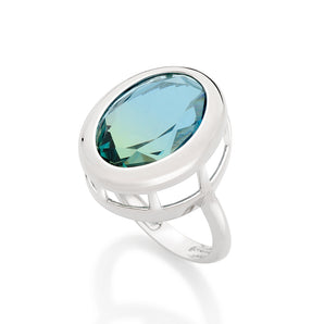 RHODIUM PLATED RING WITH CRYSTAL