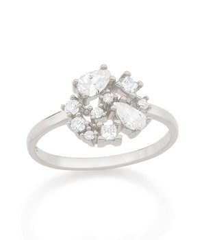 RHODIUM ABSTRACT RING IN WHITE