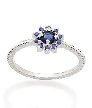 RHODIUM PLATED RING WITH ZIRCONIA