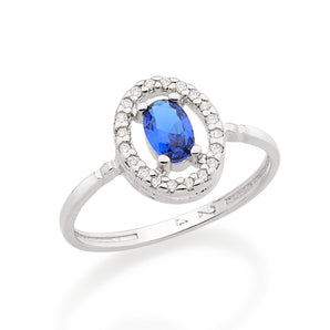 RHODIUM PLATED RING WITH ZIRCONIA