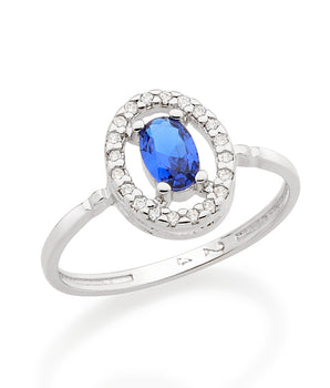 RHODIUM PLATED RING WITH ZIRCONIA