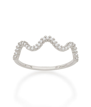 RHODIUM WAVE SKINNY RING IN WHITE