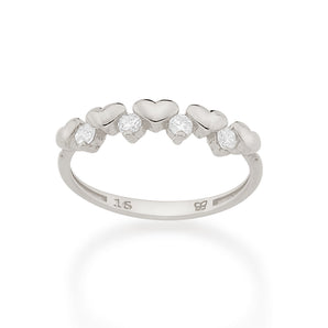 RHODIUM FIVE HEARTS RING