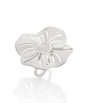 RHODIUM CURAÇAO FLOWER RING