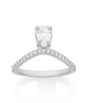 RHODIUM CURVED RING