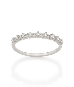 RHODIUM PLATED RING WITH ZIRCONIA