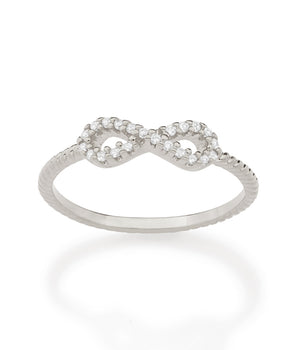 RHODIUM PLATED RING WITH ZIRCONIA