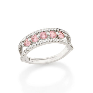 RHODIUM PLATED RING WITH ZIRCONIA