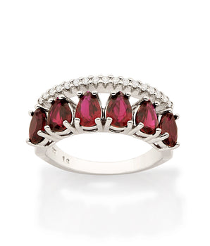 RHODIUM ELEGANT NIGHT RING IN RED