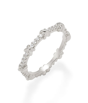 RHODIUM CRISS CROSS RING