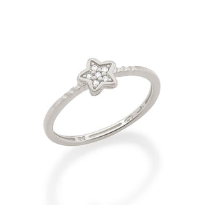 RHODIUM SINGLE STAR SKINNY RING