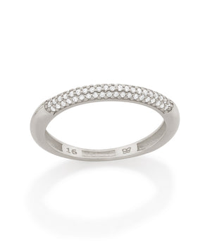RHODIUM HALF STUDDED RING