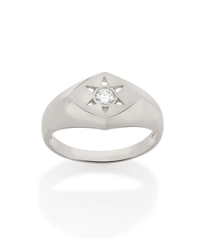 RHODIUM GOLDEN STAR RING
