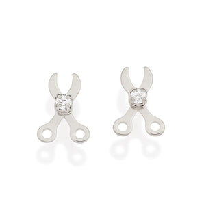 RHODIUM PLATED KID'S EARRING WITH CRYSTAL
