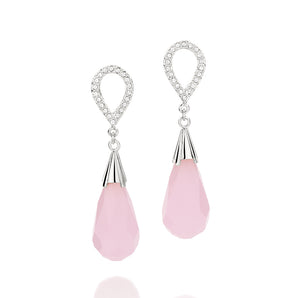 RHODIUM PLATED EARRING WITH ZIRCONIA AND STONE