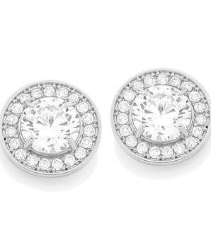 RHODIUM PLATED EARRING WITH ZIRCONIA