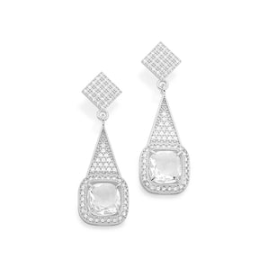 RHODIUM PLATED EARRING WITH CRYSTAL AND ZIRCONIA