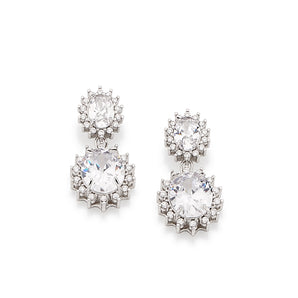 RHODIUM PLATED EARRING WITH CRYSTAL AND ZIRCONIA
