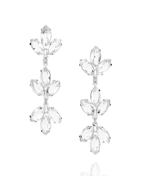 RHODIUM PLATED EARRING WITH CRYSTAL