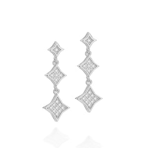 RHODIUM PLATED EARRING WITH ZIRCONIA
