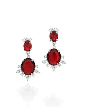 RHODIUM PLATED EARRING WITH CRYSTAL AND ZIRCONIA