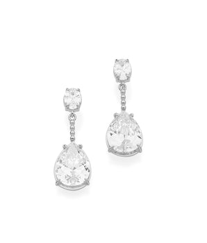 RHODIUM PLATED EARRING WITH ZIRCONIA