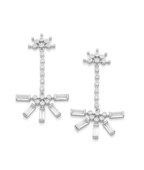 RHODIUM PLATED EARRING WITH CRYSTAL AND ZIRCONIA