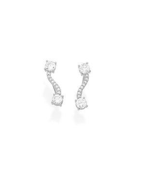 RHODIUM PLATED EARRING WITH ZIRCONIA