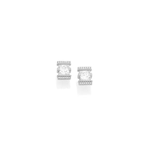RHODIUM PLATED EARRING WITH ZIRCONIA
