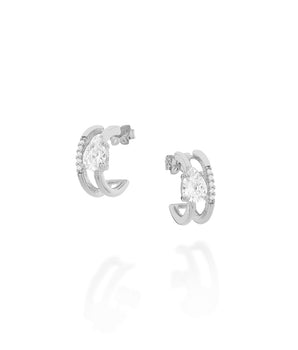 RHODIUM PLATED EARRING WITH ZIRCONIA
