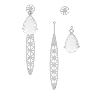 RHODIUM PLATED EARRING WITH CRISTAL