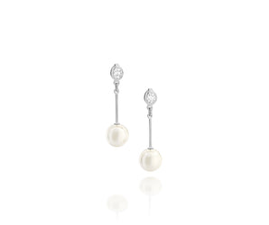 GOLD EARRING WITH ZIR AND PEARLS
