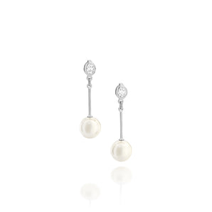 GOLD EARRING WITH ZIR AND PEARLS