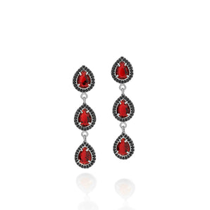 RHODIUN PLATED EARRING WITH ZIR BLACK AND RHODIUM BLACK