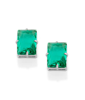 RHODIUM PLATED EARRING WITH CRYSTAL