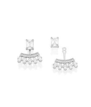RHODIUM PLATED EARRING WITH ZIRCONIA