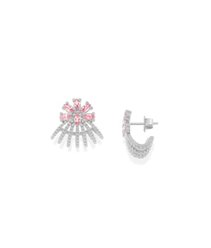 RHODIUM PLATED EARRING WITH ZIRCONIA