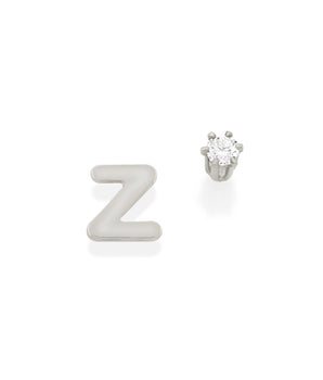 RHODIUM PLATED EARRING WITH ZIRCONIA