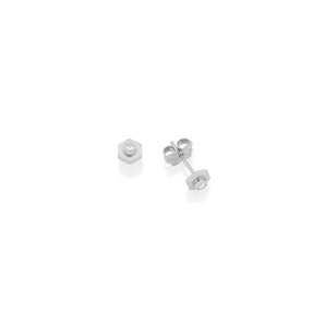 RHODIUM PLATED EARRING WITH ZIRCONIA