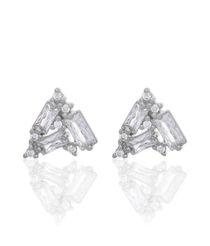 RHODIUM PLATED EARRING WITH ZIRCONIA