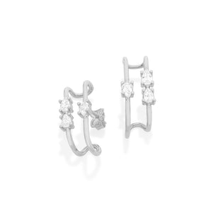 RHODIUM PLATED EARRING WITH ZIRCONIA