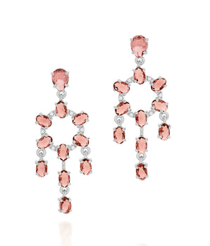 RHODIUM PLATED EARRING WITH CRYSTAL AND STONE