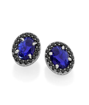 RHODIUM PLATED EARRING WITH CRYSTAL AND STONE