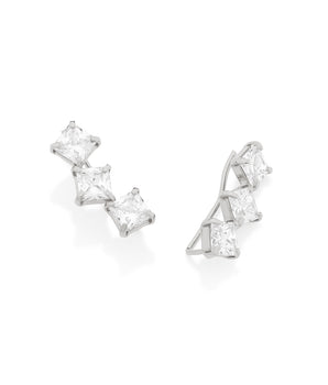 RHODIUM PLATED EARRING WITH ZIRCONIA