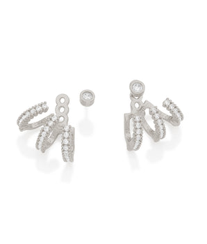 RHODIUM PLATED EARRING WITH ZIRCONIA