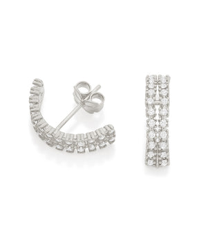 RHODIUM PLATED EARRING WITH ZIRCONIA