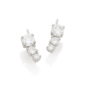 RHODIUM TRIPLE ZIRCONIA EAR CUFF IN WHITE