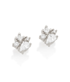 RHODIUM ABSTRACT EARRING IN WHITE