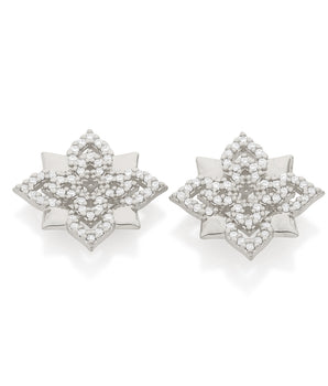 RHODIUM PLATED EARRING WITH ZIRCONIA