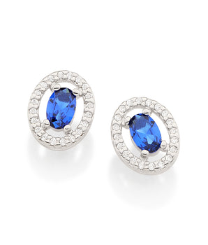 RHODIUM HALO EARRING IN BLUE